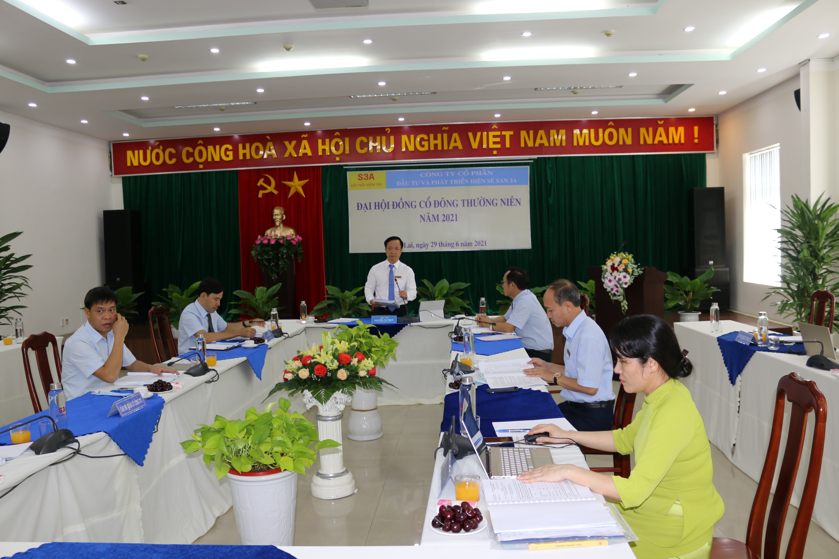 Ông Nguyễn Tá Thực - Chủ tịch HĐQT Công ty phát biểu khai mạc Đại hội